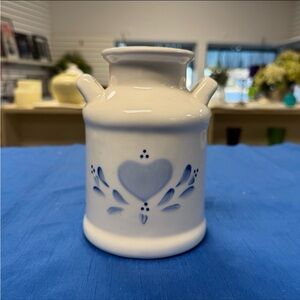 Lasting Products Inc Hand Painted Blue Heart Ceramic Milk Can Vase | Made in USA
